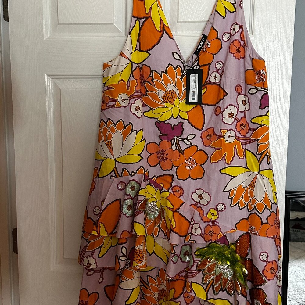 Designer Ungaro "Talia Dress" Orchid NEW sequined Sz. Large